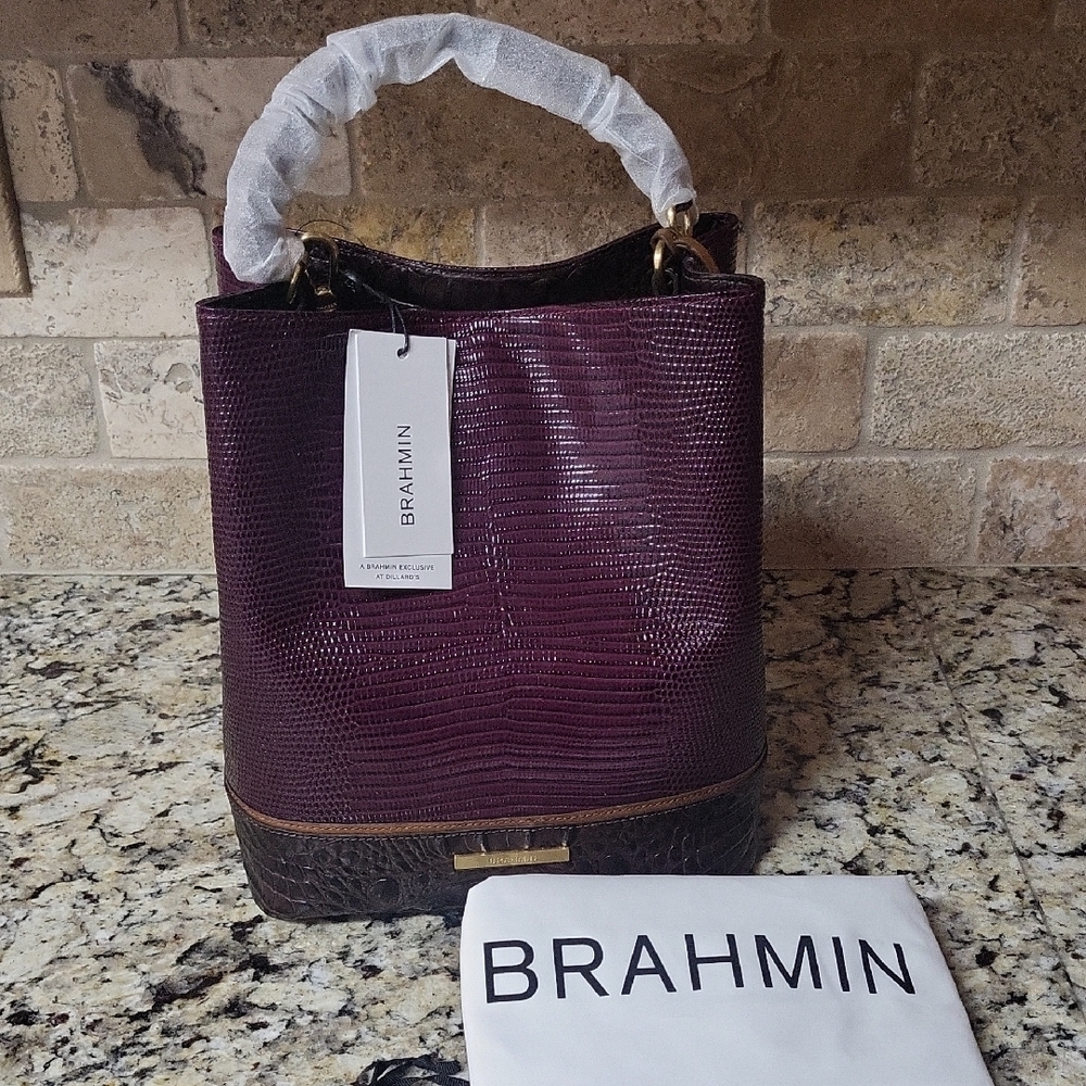 Brahmin Amelia Multi Lizard Tri-Texture Bucket Bag